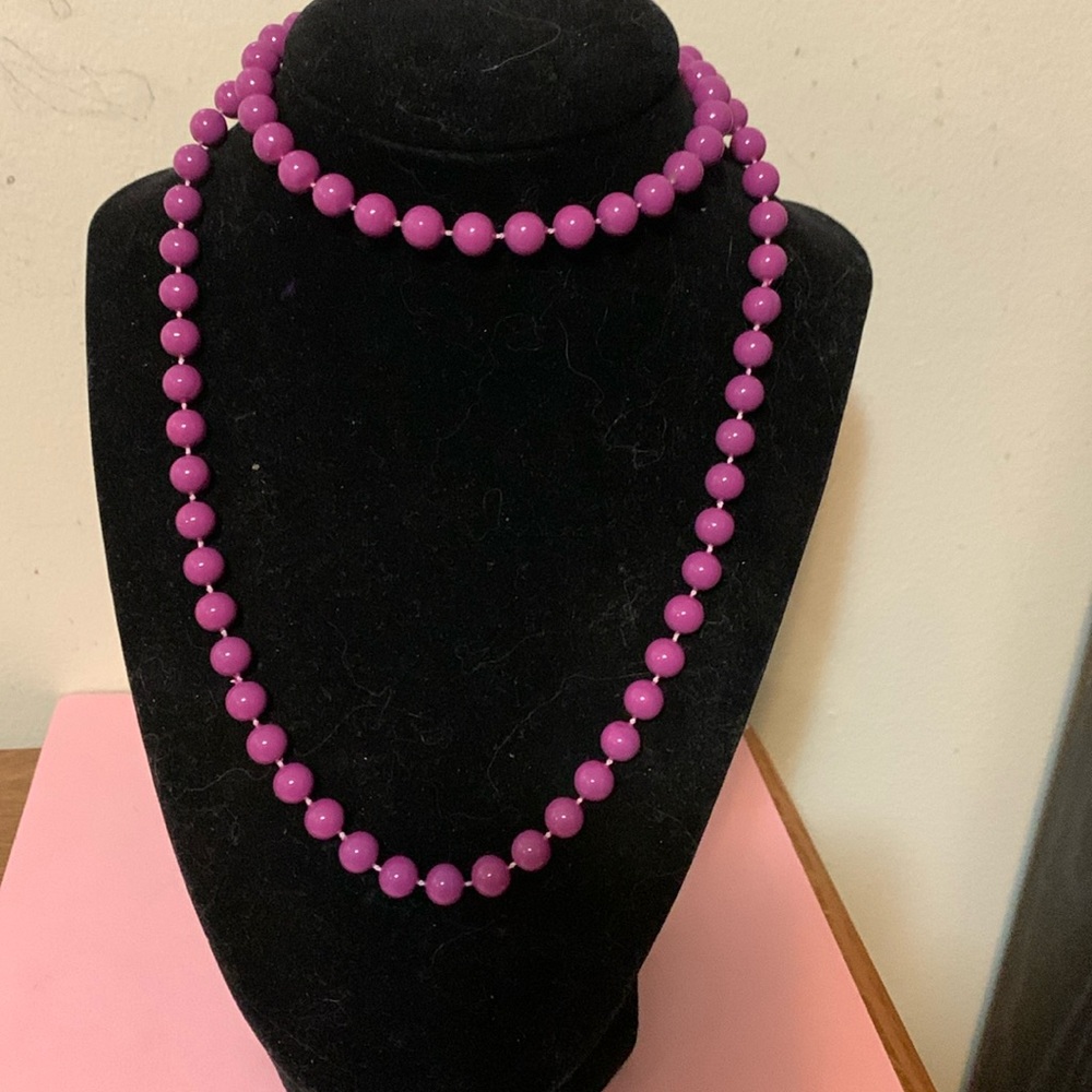 Pretty purple beads necklace, jewelry 29”